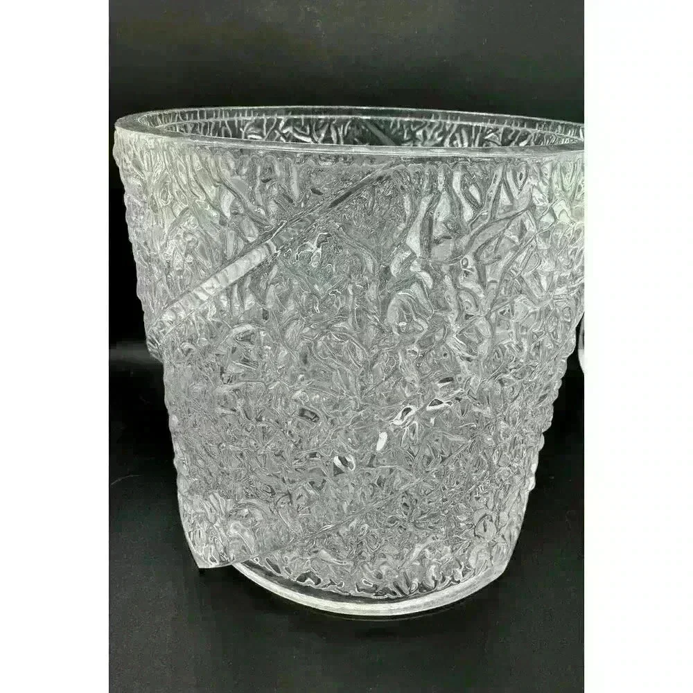 Vintage Mid-Century Modern Lucite Iceberg Textured Ice Bucket Stunning Clear